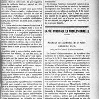 2828 - Page 2835 - Partie Professionnelle. Déontologie. Principes de déontologie adoptés par le Conseil de la Fédération des Syndicats médicaux de l’Hérault / La vie syndicale et professionnelle. Syndicat des médecins de la Seine