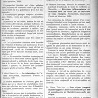2888 - Page 2895 - Partie Scientifique. Bibliographie critique. Revue des Thèses. L’hypospadias chez la femme (à propos d’une observation inédite), par Dr Jean Bentkowski. Montpellier, imprimerie « l’Abeille », coopérative ouvrière, 1920 / La tuberculose de l’ischion, par Dr Alfred Demotte. Montpellier, imprimerie Firmin et Montane, 1920 / Réactions inflammatoires déterminées dans les tissus par les inclusions de corps étrangers, par Dr Gustave Jourdan. Montpellier, imprimerie Firmin et Montane, 1920 / Deux signes sphygmomanométriques du rétrécissement aortique. Tracé auscultatoire et l’habilité tensionnelle systoligue, par Dr Pierre Poulain