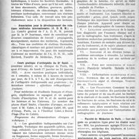 2903 - Page 2910 - Partie Professionnelle. Reportage professionnel. Nouvelles et Informations. Musée d’hydrologie / Association pour le développement des relations médicales internationales (A. D. R. M) / Cours pratique d’orthopédie du Dr Calot / Faculté de Médecine de Paris