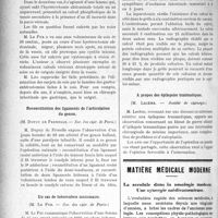 2945 - Page 2952 - Partie Scientifique. Revue des sociétés savantes. Migration dans la vessie de fils de suture, (Soc. des chirurgiens de Paris) / Reconstitution des ligaments de l’articulation du genou, (Soc. des chir. de Paris) / Un cas de tuberculose mammaire, (Soc. des chir. de Paris) / Obstruction intestinale par calcul biliaire, (Société de chirurgie) / A propos des épilepsies traumatiques, (Société de chirurgie) / Matière médicale moderne. La scrofule dans la nosologie moderne. Une synergie médicamenteuse