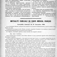 2957 - Page 2964 - Partie Professionnelle. La vie syndicale et professionnelle. Syndicat local ou Syndicat départemental ? / Mutualité familiale du corps médical français. Assemblée Générale du 21 Novembre 1920