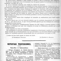 2967 - Page 2974 - Partie Professionnelle. Mutualité familiale du corps médical français. Assemblée Générale du 21 Novembre 1920 / Reportage professionnel. Nouvelles et Informations. Clinique chirurgicale de l’hôpital Saint-Antoine / Hôpital Saint-Louis / Hôpital Cochin / Clinique obstétricale de la Pitié