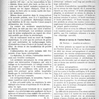 3003 - Page 3010 - Partie Scientifique. A travers la presse. Notions pratiques sur la diphtérie [(Toulouse méd. 15 septembre 1920)] / Revue des sociétés savantes. De l’auscultation du tube digestif, Académie de médecine) / Sérums et vaccins de l’Institut Pasteur, (Académie de médecine)