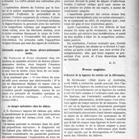 3070 - Page 3077 - Partie scientifique. A travers la presse. Presse française. Diagnostic de la gestation dans sa première moitié [(Journ. des prat. 9 octobre 1920)] / Dextrocardie acquise par lésion pleuro-pulmonaire droite [(Presse méd. 9 octobre 1920)] / Le danger opératoire chez les obèses [(Bull. méd. 9 octobre 1920)] / Presse anglaise. Influence de la ligature du cordon sur la délivrance [(Med. journ. of Australia, avril 1920)] / Sur l’abus des extraits pituitaires en obstétrique [(in Public health news, 19 mai 1920)]