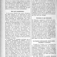3071 - Page 3078 - Partie scientifique. A travers la presse. Presse anglaise. Sur l’abus des extraits pituitaires en obstétrique [(in Public health news, 19 mai 1920)] / Mort après amygdalotomie [(British med. journ. 18 septembre 1920)] / Hydrocèle contenant des spermatozoïdes [(Surg, Gynec, and obst. juin 1920)] / Eructations de gaz inflammables [(British med. journ. 25 septembre 1920)] / Les éruptions professionnelles chez les ouvriers travaillant le caoutchouc [(Journ. of industrial hygiène, mai 1920)]