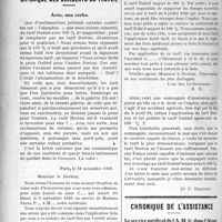 3081 - Page 3088 - Partie Professionnelle. Chronique des accidents du travail. Acta, non verba / Chronique de l'assistance. Le service médical de l’A. M. G. dans l’Aisne