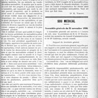 3096 - Page 3103 - Partie Professionnelle. Chronique de la mutualité. Echos du Congrès de la Mutualité / Sou médical. Assemblée générale du 21 novembre 1920
