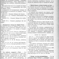 3102 - Page 3109 - Partie Professionnelle. Reportage professionnel. Nouvelles et Informations. Hôpital Tenon / Enseignement clinique de l’hôpital Tenon / Les médecins espagnols à Paris / L’Orchestre médical / Hôpital-Hospice de Saint-Germain-en-Laye / Clinique oto-rhino-laryngologique