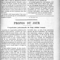 3124 - Page 3131 - L'Affaire du Dr Mazel, de Nimes. Un succès à l'actif du "Sou Médical" / Propos du jour. L’organisation professionnelle du Corps médical français [J. Noir]
