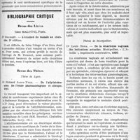 3148 - Page 3155 - Partie scientifique. Thérapeutique appliquée. Traitement spécifique de la pneumonie / Bibliographie critique. Revue des Livres. L’examen du malade en clientèle, par Dr Dousset, chez Maloine, Paris / Revue des Thèses. Thèse de Lyon. De l’allythéobromine. De l’étude pharmacologique et clinique, par Dr Richard Saint-Yves, 1920 / Thèses de Montpellier. De la césarienne vaginale Ses Indications actuelles, par Dr Louis Bona, imprimerie coopérative, 1920