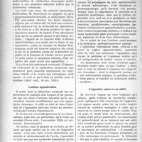 3199 - Page 3206 - Partie scientifique. A travers la presse. Réinfection syphilitique trois ans après un chancre traité par la médication arsenicale [(Bull, méd, 30 oct. 1920)] / L’asthme appendiculaire [(Presse méd. 3 novembre 1920)] / L’appendice caecal et son utilité [(Presse médicale, 30 oct. 1920)]