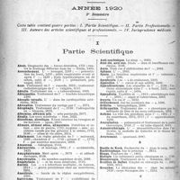 3225 - Page 3232 - Table des matières contenues dans le «Concours Médical». Année 1920, 2e Semestre. Partie Scientifique