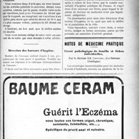 3244 - Page XXXVII-3251 - Correspondance. Le nouveau tarif des expertises / Direction des bureaux d’hygiène / Notes de médecine pratique. Livret pathologique de famille et fiches individuelles