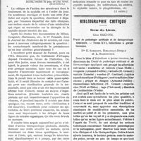 0032 - Page 31 - Partie Scientifique. Thérapeutique appliquée. Arséno-benzols et iodo-mercuriques / Bibliographie critique. Revue des Livres. Traité de pathologie médicale et de thérapeutique appliquée, par Drs Sergent, Ribadeau-Dumas et L. Babonneix. Maloine