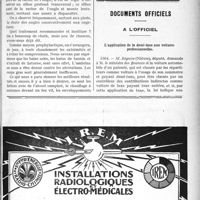 0062 - Page XXXV-61 - Correspondance. Considérations sur les engelures / Documents officiels. A l'officiel. L’application de la demi-taxe aux voitures professionnelles