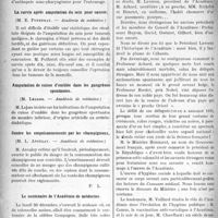 0097 - Page 96 - Partie Scientifique. Revue des sociétés savantes. Un cas de contagion d’encéphalite léthargique, (Acad. de médecine) / La survie après amputation du sein pour cancer, (Académie de médecine) / Amputation de cuisse d’emblée dans les gangrènes spontanées, (Académie de médecine) / Contre les empoisonnements par les champignons, (Académie de médecine) / Le centenaire de l’Académie de médecine