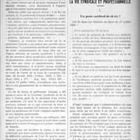 0104 - Page 103 - Partie Professionnelle. Chronique de l’enseignement. La carence des études médico-sociales et juridiques à la Faculté de médecine / La vie syndicale et professionnelle. Un poste médical de choix !