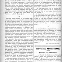 0119 - Page 118 - Partie Professionnelle. Variétés. En glanant.... Les débiteurs [Dr Fernand Decourt] / Reportage Professionnel. Nouvelles et Informations