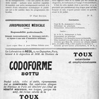 0124 - Page XXXIII-123 - Hygiène sociale. La prophylaxie des maladies vénériennes / Jurisprudence médicale. Responsabilité professionnelle. Demande reconventionnelle en dommages-intérêts, en réponse à une note d’honoraires médicaux