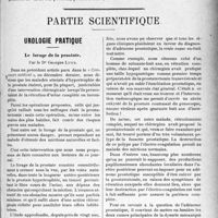 0142 - Page 141 - Propos du Jour. Le coup de la dernière heure. La modification de l'article 64 de la Loi des pensions pour la tarification des honoraires des soins médicaux aux réformés de guerre / Partie Scientifique. Urologie pratique. Le forage de la prostate
