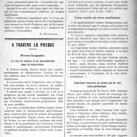 0154 - Page 153 - Partie Scientifique. L’actualité pathologique. Le hoquet épidémique / A travers la presse. Presse française. Les sels de radium et de mésothorium dans la tuberculose [(Paris méd, 2 nov. 1920)] / Sérothérapie pulmonaire par voie trachéale [(Paris méd, 6 nov. 1920)] / Valeur curative du sérum antitétanique [(Liège médical, 13 nov. 1920)] / Injections massives de sérum par la vole intra-péritonéale [(Méd. Internat. Illust, nov. 1920)]