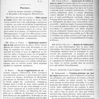 0160 - Page 159 - Partie Scientifique. Revue des sociétés savantes. Paris. Empyème staphylococcique traité par la vaccination, (Société de chirurgie) / Province. Société des sciences médicales et biologiques de Montpellier et du Languedoc Méditerranéen. Fibro-myome de l’ovaire / Epithéliome canaliculaire du sein / Un cas d’agglutination du col / Syndrome toxi-infectieux chez une femme enceinte / Grand kyste de l’utérus à pédicule tordu / Reprise de l’allaitement / Réunion obstétricale et gynécologique de Montpellier. Viciation pelvienne par pied bot équin / Myomes utérins
