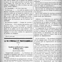 0177 - Page 176 - Partie Professionnelle. Chronique parlementaire. La modification de l’article 64 de la Loi des Pensions, (Sénat. – Séance du 30 décembre 1920) (J. O, 30 décembre 1920) / La vie syndicale et professionnelle. Syndicat médical de la région de Bourg (Ain), (21 novembre 1920)