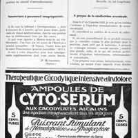 0200 - Page VII-199 - Correspondance. L’impôt des prestations / Sanatorium à personnel congréganiste / A propos de la médication arsenicale