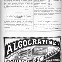 0201 - Page 200-VIII - Correspondance. A propos de la médication arsenicale / La solde d’un aide-major de l’armée d’Orient / Calcul de l’impôt sur le revenu
