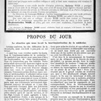 0204 - Page 203 - Nécrologie [Madame J. Noir] / Propos du jour. La situation que nous ferait la fonctionnarisation de la médecine [J. Noir]