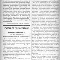 0207 - Page 206 - Partie Scientifique. Clinique chirurgicale, Hôpital Cochin: M. le Professeur Pierre Delbet. Cancers radio-sensibles et cancers radio-résistants / L’actualité thérapeutique. Le hoquet « épidémique »