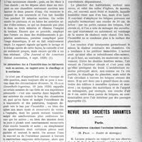0222 - Page 221 - Partie Scientifique. A travers la presse. Presse étrangère. Sur le lavage hygiénique de la vaisselle [(The Journal of the American Médical Association, 4 sept. 1920)] / Les phénomènes dus à l’humidité dans les bâtiments neufs ou anciens, en rapport avec le chauffage et la ventilation [(Gesundheils-lngénieur, 19 juin 1920)] / Revue des sociétés savantes. Paris. Phrénonévrose simulant l’occlusion intestinale, (Société de chirurgie)