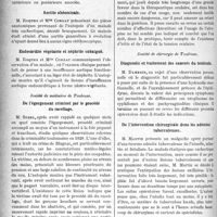 0225 - Page 224 - Partie Scientifique. Revue des sociétés savantes. Toulouse. Société anatomo-clinique de Toulouse. Symphyse tuberculeuse du péricarde / Aortite abdominale / Endocardite végétante et néphrite subaiguë / Société de médecine de Toulouse. De l’égorgement criminel par le procédé du racollage / Un cas de maladie de Raynaud chez un tuberculeux / De l’emploi de l’atropine en oculistique / Société de chirurgie de Toulouse. Diagnostic et traitement des cancers du testicule / De l’intervention chirurgicale dans les adénites tuberculeuses / Cancer du colon pelvien