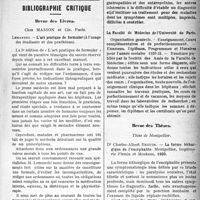 0228 - Page 227 - Partie Scientifique. Revue des sociétés savantes. Toulouse. Société de chirurgie de Toulouse. Cancer du colon pelvien / Bibliographie critique. Revue des Livres. L’art pratique de formuler (à l’usage des étudiants et des praticiens), par Lemanski, Masson et Cie. Paris / Consultations pour les maladies des voies digestives, par Dr Gaston Lyon, Masson et Cie, Paris / Revue des Thèses. Thèse de Montpellier. La forme léthargique de l’encéphalite, par Dr Charles-Albert Beguin. Montpellier, Imprimerie Firmin et Montane, 1920
