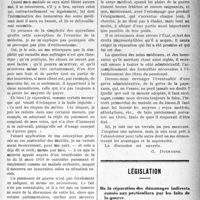 0232 - Page 231 - Partie Professionnelle. La vie syndicale et professionnelle. Réflexions au sujet du Tarif étatique de la Loi des Pensions / Législation. De la réparation des dommages indirects causés aux particuliers par les faits de la guerre