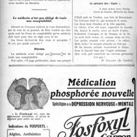 0255 - Page 254-XXXVI - Correspondance. Les taux d’invalidité des victimes de la guerre / Le médecin n’est pas obligé de tenir une comptabilité / Anthologie médicale. Poèmes de Guerre. Le calvaire des « Gazés »