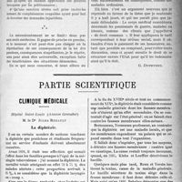 0270 - Page 269 - Propos du jour. Nouvelles réflexions à propos du Tarif étatique de la Loi des Pensions [G. Duchesne] / Partie Scientifique. Clinique médicale, Hôpital Saint-Louis (Annexe Grancher) : M. le Dr Jules Renault. La diphtérie
