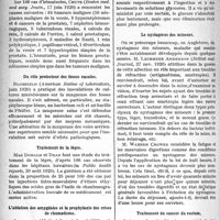 0285 - Page 284 - A travers la presse. Presse française. Presse anglaise. Anesthésie par tube naso-trachéal [(British med. Journ, 16 oct. 1920)] / Les causes des hématuries [(Boston med. and surg. Journ, 17 juin 1920)] / Du rôle protecteur des fosses nasales [(American Review of tuberculosis, juin 1920)] / Traitement de la lèpre [(in Public health reports, 20 août 1920)] / L’ablation des amygdales et la prophylaxie des crises de rhumatisme [(Médical Record, 8 mai 1920)] / Sur l’absorption rectale des solutions glycosées [(Quart. Journ. of medicine, juillet 1920)] / Le nystagmus des mineurs [(British med, Journal, 27 nov. 1920)] / Traitement du cancer du rectum