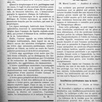 0355 - Page 354 - Partie Scientifique. A travers la presse. Diagnostic des ictères infectieux [(La Médecine, décembre 1920)] / Revue des sociétés savantes. Paris. Les vers intestinaux dans la pathologie du tube digestif, (Académie de médecine) / Insufflations pulvérulentes dans la trachée, (Société de biologie) / Sur le phénomène de d’Hérelle, (Société de biologie)