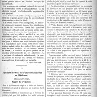 0368 - Page 367 - Partie Professionnelle. Lavie syndicale et professionnelle. Pour la suppression des médecins assermentés. Que convient-il de faire ? / Syndicat médical de l’arrondissement de Béthune, 14 novembre 1920. Rapport du Dr Quénée