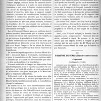 0445 - Page 444 - Partie Professionnelle. Un procès en responsabilité professionnelle pour faute lourde commise par un médecin. Critiques du rapport d’expertise / Tribunal de Nîmes (Chambre correctionnelle). Jugement, (8 décembre 1920)