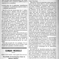 0482 - Page 481 - Partie Scientifique. Clinique médicale. Leçons cliniques sur la pression artérielle. La mesure de la pression artérielle minima, par M. Camille Lian, Hôpitaux de Paris / Clinique médicale, Hôpital Saint-Antoine : M. le prof. Chauffard. Pancréatite hémorrhagique dans la lithiase biliaire