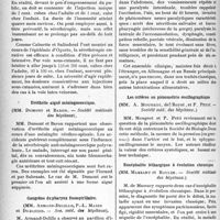 0491 - Page 490 - Partie Scientifique. Revue des sociétés savantes. La peste à Paris (mai-octobre 1920), (Société médicale des hôpitaux) / Uréthrite aiguë méningococcique, (Société médicale des hôpitaux) / Gangrène du pharynx fusospirillaire, (Soc. méd. des hôpitaux) / Un cas de botulisme, (Société médicale des hôpitaux) / Les critères en piézométrie oscillographique, (Société méd. des hôpitaux) / Encéphalite léthargique à évolution chronique, (Société médicale des hôpitaux)