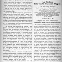 0501 - Page 500 - Partie Professionnelle. La vie syndicale et professionnelle. Association professionnelle des externes des hôpitaux de Paris / Hygiène publique. La Révision de la charte française d’hygiène, par le Dr René Martial. L’Hygiène et le Corps médical français. Evolution de l’idée de réforme. Grandes subdivisions