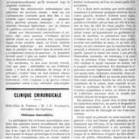 0543 - Page 542 - Partie scientifique. Séméiologie clinique. Le dédale des albuminuries. Quelques points de repaire pour s’y reconnaître, Par le Docteur G. Siguret [J. Noir] / Clinique chirurgicale, Hôtel-Dieu de Toulouse : M. J. -P. Tourneux. Ostéome musculaire