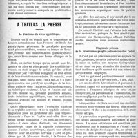 0547 - Page 546 - Partie scientifique. Clinique chirurgicale, Hôtel-Dieu de Toulouse : M. J. -P. Tourneux. Ostéome musculaire / A travers la presse. Le dualisme du virus syphilitique [(Journ. de chir. et de méd. prat, 10 déc. 1920)] / Diagnostic précoce de la tuberculose ganglio-pulmonaire chez l’enfant [(Press méd, 4 déc. 1920)]