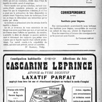 0596 - Page VII-595 - Demandes et offres. Notes de pratique quotidienne. Au sujet de quelques causes extra-médicales de suppuration des injections sous-cutanées / Correspondance. Instituts pour bègues