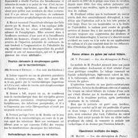 0620 - Page 619 - Partie scientifique. Revue des sociétés savantes. Anticolloïdoclasie par le carbonate de soude, (Soc. méd. des hôpitaux. ] / Pleurésie cloisonnée â streptocoques guérie par la vaccinothérapie, (Soc. méd. des hôpitaux) / Fausse sténose du pylore par calcul biliaire, (Soc. des chirurgiens de Paris) / Chondromes multiples des doigts, (Soc. des chirurgiens de Paris)