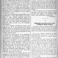 0629 - Page 628 - Partie professionnelle. La vie syndicale et professionnelle. La loi des pensions et le Corps médical / Admission d’un blessé du travail à l’hôpital. Refus d’opérer