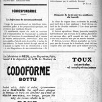 0658 - Page V-657 - Climatologie. A propos d’un récent article sur la Côte d’Azur / Correspondance. Les injections de novarsenobenzol / Domaine de la loi sur les accidents du travail